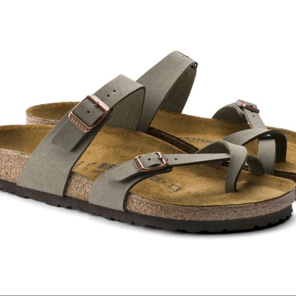 NWT Birkenstock Mayari Birko-Flor Nubuck Stone Thong Sandals - Picture 10 of 14